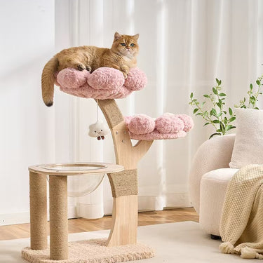 Cat Tree with Condo, Natural Sisal Cat Scratcher & Jumping Platform, S