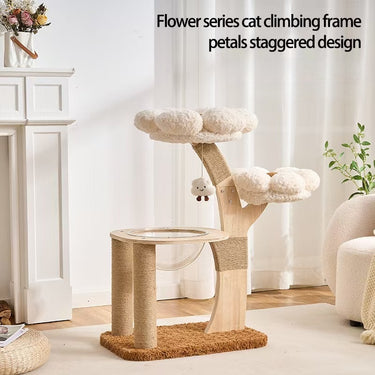 Cat Tree with Condo, Natural Sisal Cat Scratcher & Jumping Platform, S