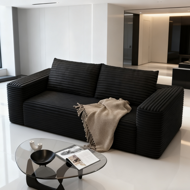 Boneless Deep Seat 2-Seater, No Assembly Foam Floor Couch, Plush Cordu