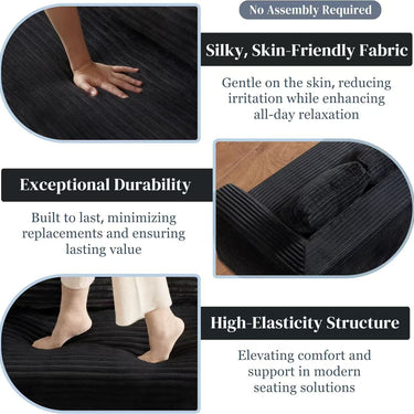Boneless Deep Seat 2-Seater, No Assembly Foam Floor Couch, Plush Cordu