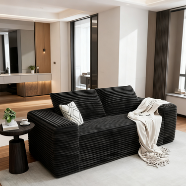 Boneless Deep Seat 2-Seater, No Assembly Foam Floor Couch, Plush Cordu