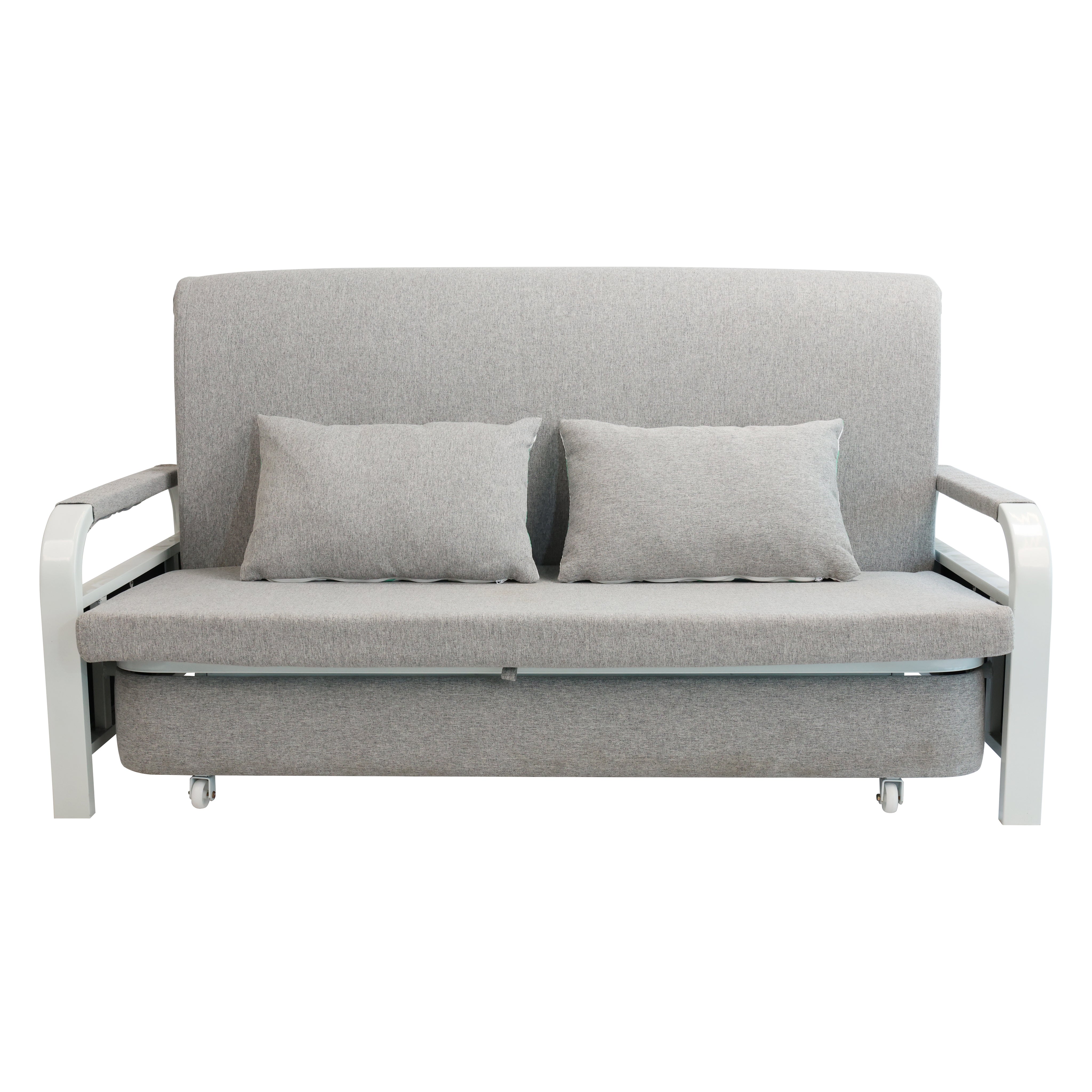 Convertible Sofa Bed with Hidden Storage and 2 Cushions,2-seater, Gray