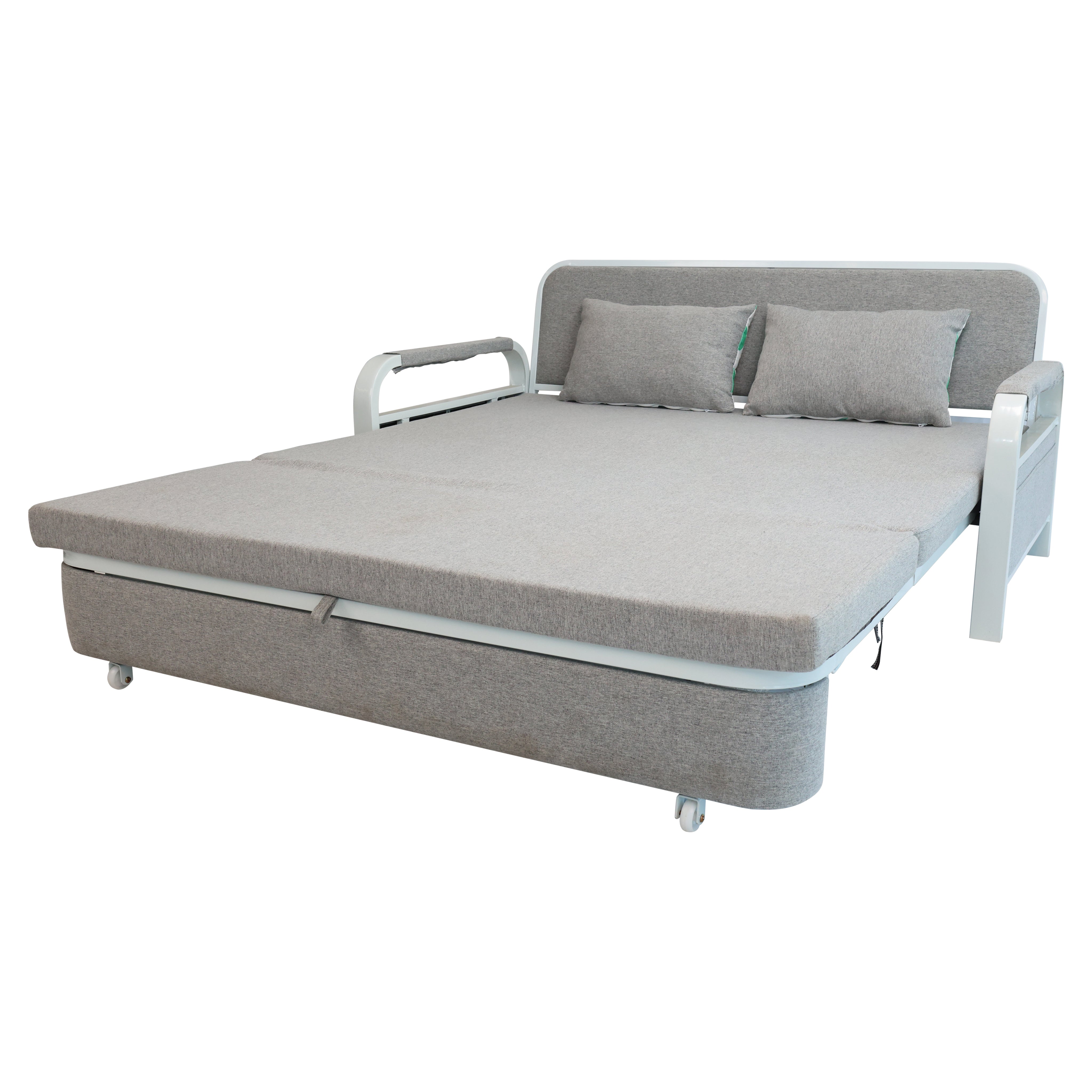 Convertible Sofa Bed with Hidden Storage and 2 Cushions,2-seater, Gray