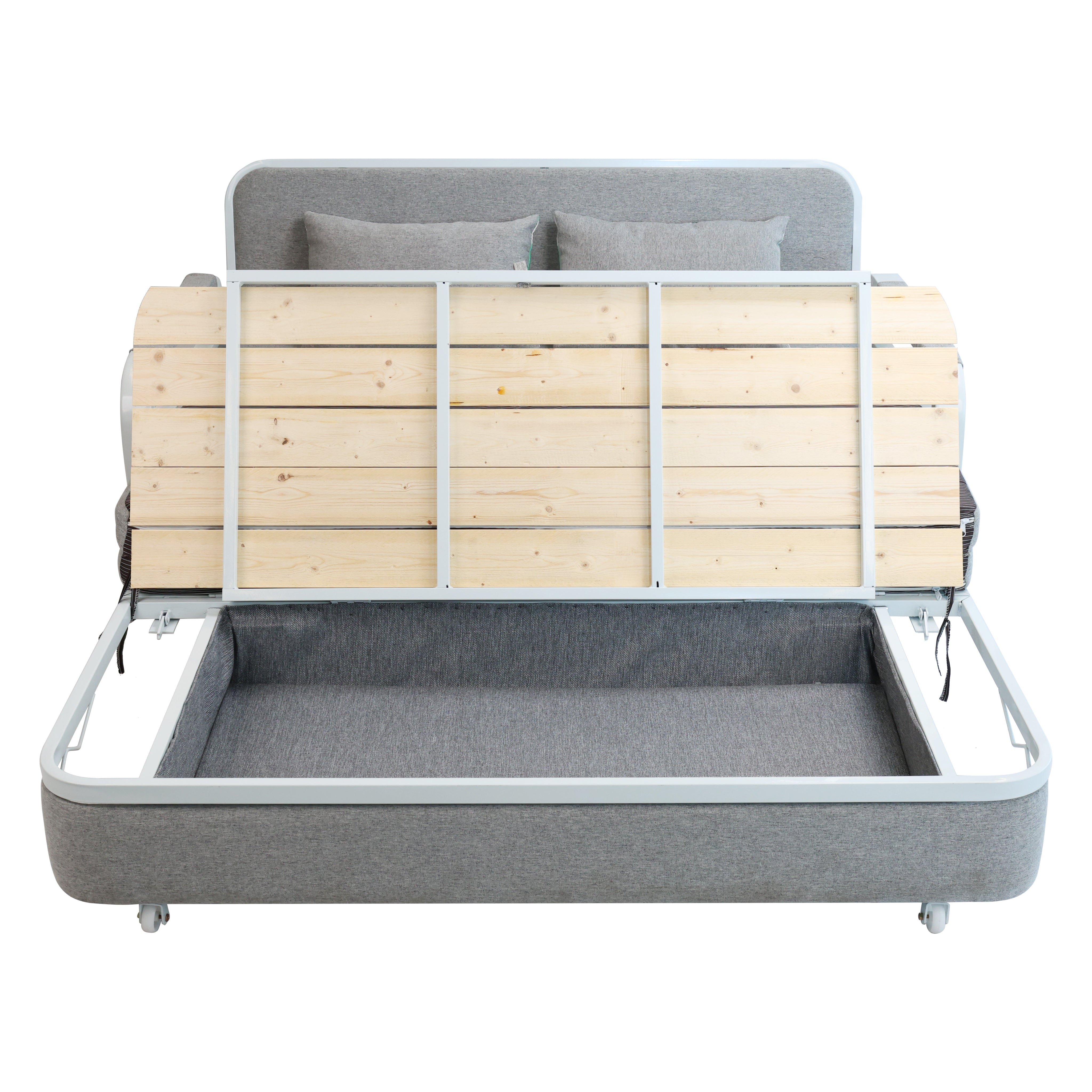 Convertible Sofa Bed with Hidden Storage and 2 Cushions,2-seater, Gray
