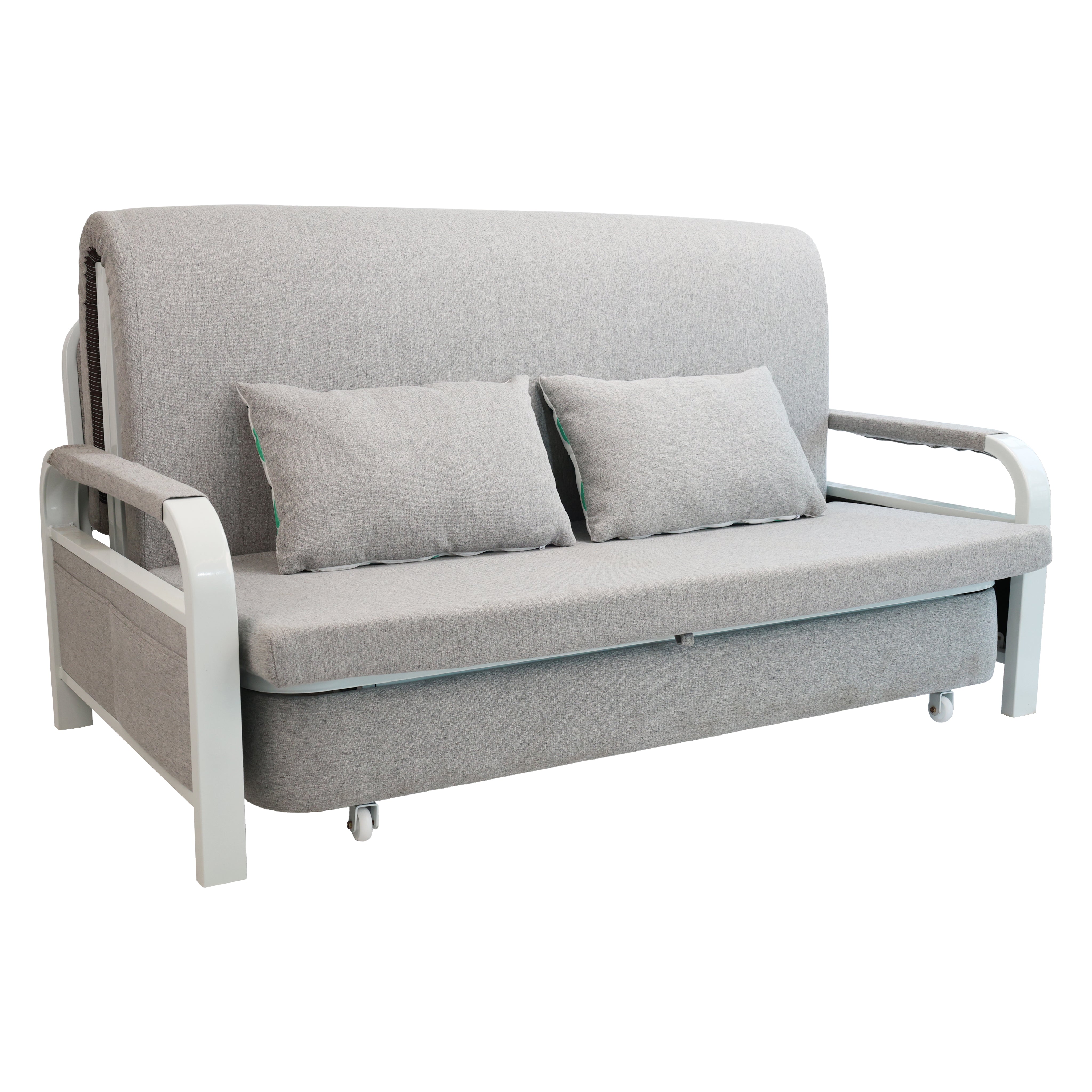Convertible Sofa Bed with Hidden Storage and 2 Cushions,2-seater, Gray