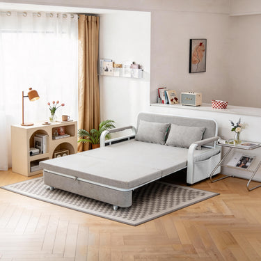 Convertible Sofa Bed with Hidden Storage and 2 Cushions,2-seater, Gray