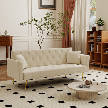 Modern convertible 72 inch foldable sleeper sofa with tufted
