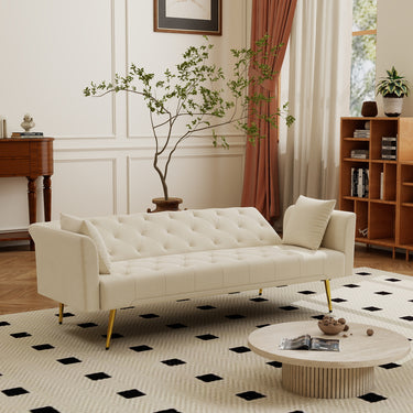 Modern convertible 72 inch foldable sleeper sofa with tufted