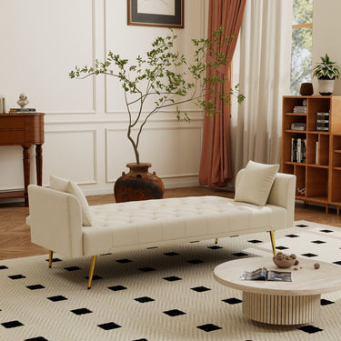 Modern convertible 72 inch foldable sleeper sofa with tufted