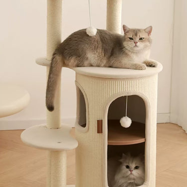 Multi-Layer Cat Tree with Scratching Post & Cat Bed, 2-in-1 Cat Tower