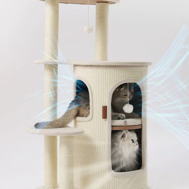 Multi-Layer Cat Tree with Scratching Post & Cat Bed, 2-in-1 Cat Tower