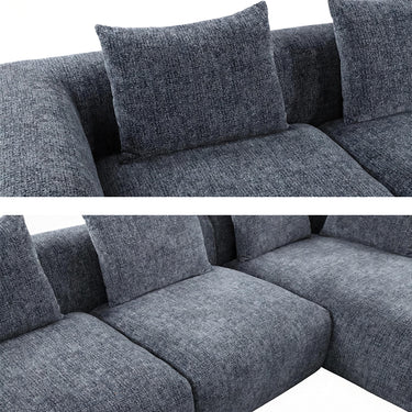 L-shaped Modular Sofa with Chaise Longue, Chenille Fabric, Gray