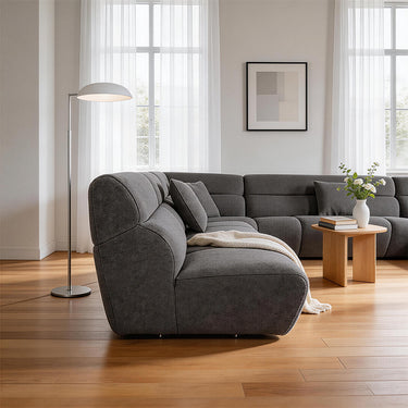 L-shaped Luxury Modular Sofa Set with Footstool, Chenille Fabric