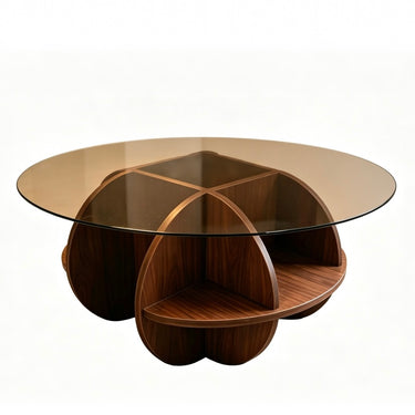 Round Glass Top Coffee Table- Luxury Creative Round Small Coffee Table