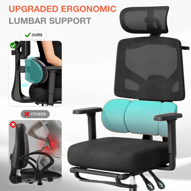 Ergonomic Chair, 200kg Capacity, Lumbar Support, Footrest