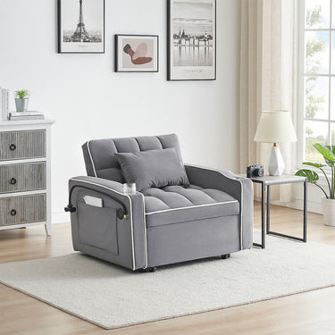 Single-seater Sofa Bed, Equipped with USB Ports and a Phone Holder