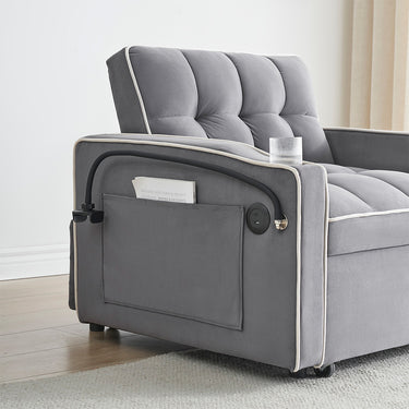 Single-seater Sofa Bed, Equipped with USB Ports and a Phone Holder