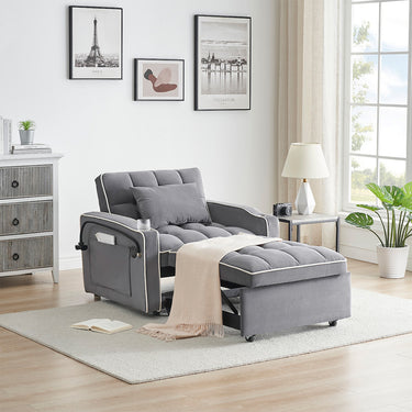 Single-seater Sofa Bed, Equipped with USB Ports and a Phone Holder