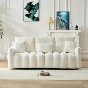 78 inch premium Teddy fabric sofa with 3 back pillows