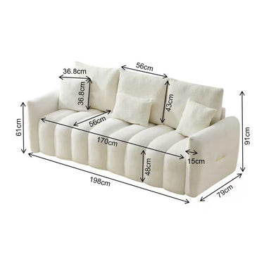 78 inch premium Teddy fabric sofa with 3 back pillows