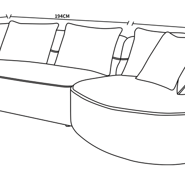 Modern Fabric Oversized Modular Sofa, Curved