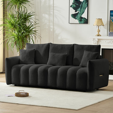 78inch Premium Teddy Fabric Sofa with 3 Back Pillows