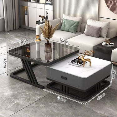 Modern Sintered Stone Coffee Table with Tempered Glass for Living Room