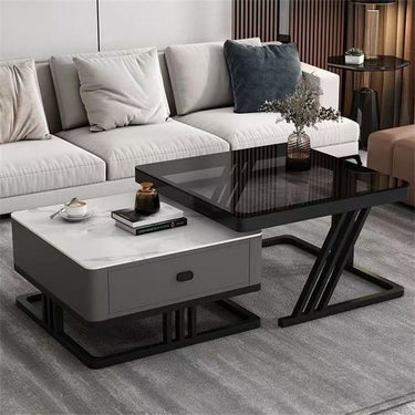 Modern Sintered Stone Coffee Table with Tempered Glass for Living Room