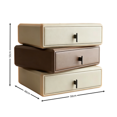 Italian Luxury Style Rotatable Nightstand with Three-layer for Bedroom