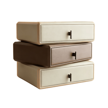 Italian Luxury Style Rotatable Nightstand with Three-layer for Bedroom