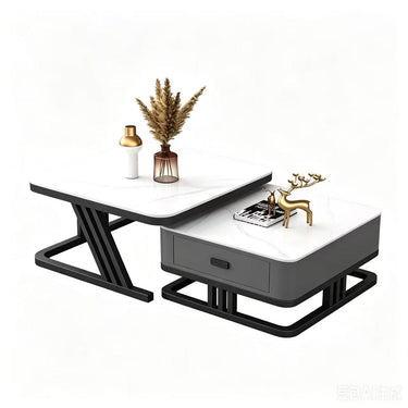 Modern Sintered Stone Coffee Table with Tempered Glass for Living Room