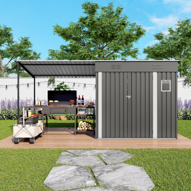 Eeeza Outdoor Tool Room with Sunshade, Waterproof, Metal