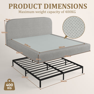 Eeeza Upholstered Bed Frame with Soft Cloud Headboard, King Size