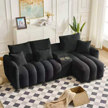 92-inch high-quality teddy fur fabric corner sofa