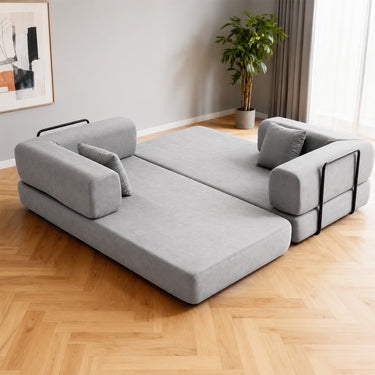 Eeeza Foldable Corduroy Sofa Bed with 2 Cushions, 3-seater