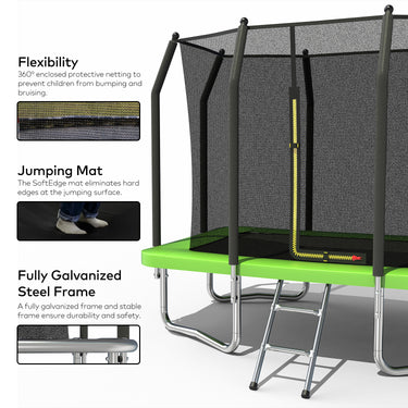 6FT x 9FT Outdoor Rectangular Trampoline ,Recreational Trampolines with Enclosure Net and Ladder
