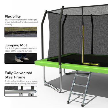 9FT x 12FT Rectangle Trampoline - Perfect Outdoor Trampoline for Kids - Recreational Trampoline