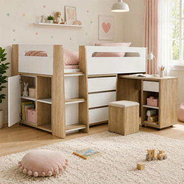 Eeeza Simple and Natural Bed Frame with Bookshelf, Versatile Style