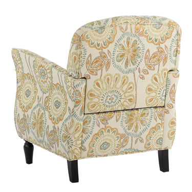 Vintage Floral Accent Armchair for Living Room, Fabric, Birch