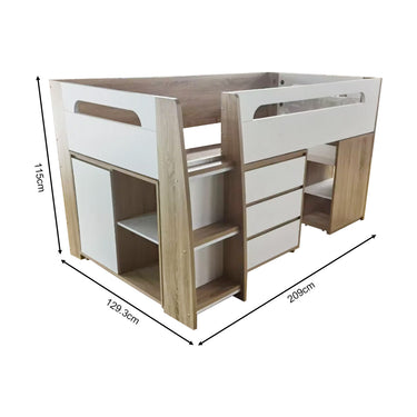 Eeeza Simple and Natural Bed Frame with Bookshelf, Versatile Style