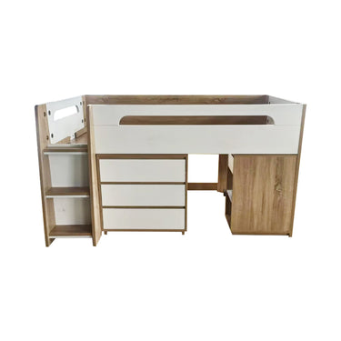 Eeeza Simple and Natural Bed Frame with Bookshelf, Versatile Style