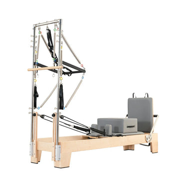 Eeeza Maple Wood Frame Pilates Reformer with Half Trapeze Table - Grey