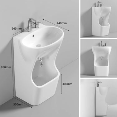 Eeeza 2-in-1 Pedestal Sink with Integrated Wudu Basin, Ceramic
