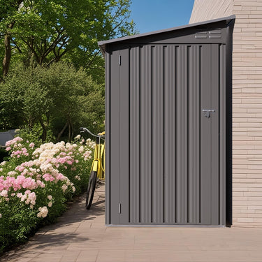 Eeeza Metal Tool House for Garden, 4*9 Ft, Gray