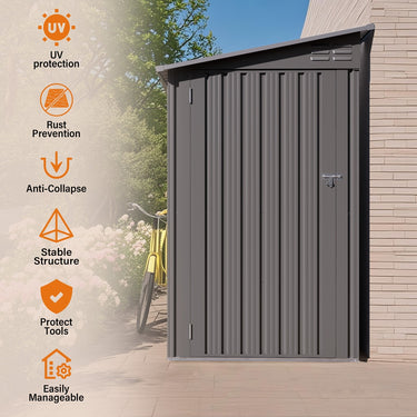 Eeeza Metal Tool House for Garden, 4*9 Ft, Gray