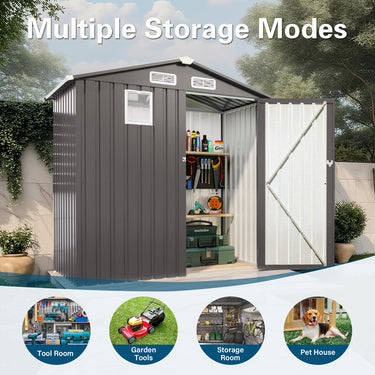 Eeeza Storage Shed with Side Window, Galvanised Steel, 6*3.5 Ft