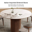 Eeeza Harmony Modern Dining Table, Sintered Stone and Wood, Round