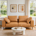 Eeeza Modern Deep-Seated Sofa, Two-seater, Faux Leather, Brown