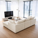 Eeeza Modular Sectional Sofa with Ottoman, 3-seater, Chenille, White
