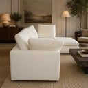 Eeeza Modular Sectional Sofa with Ottoman, 3-seater, Chenille, White